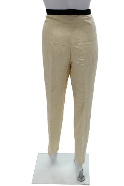 Dries Van Noten Womens Beige Linen Blend Dress Pants Zip Inseam 30 Size 40