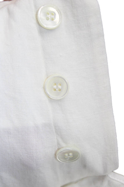 Marni Womens Cropped Linen Pants White Button Size 44