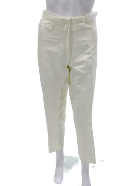 Marni Women Cropped Cotton Pants White Zip Size 46