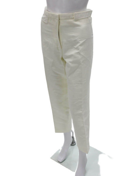 Marni Women Cropped Cotton Pants White Zip Size 46