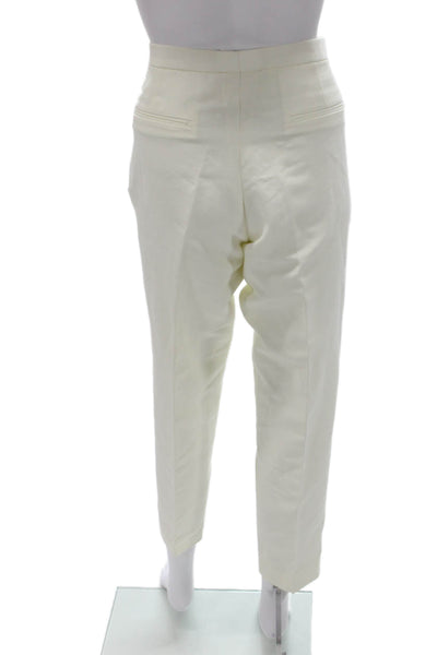 Marni Women Cropped Cotton Pants White Zip Size 46