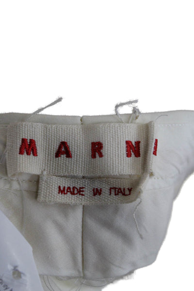 Marni Women Cropped Cotton Pants White Zip Size 46