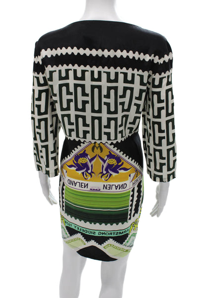 Mary Katrantzou Women Sheath Dress Multicolor Silk 3/4 Sleeve Size 14