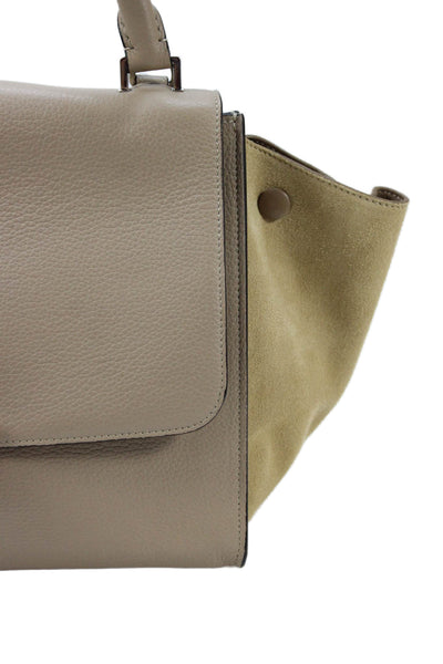 Celine Womens Leather Trapeze 2 way Shoulder Handbag Beige