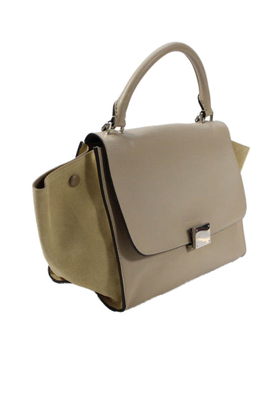 Celine Womens Leather Trapeze 2 way Shoulder Handbag Beige