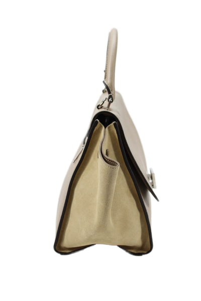 Celine Womens Leather Trapeze 2 way Shoulder Handbag Beige