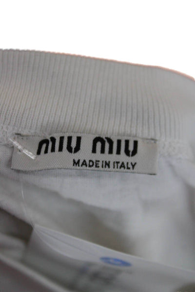 Miu Miu Women Cropped Sleeveless T-Shirt White Cotton Crewneck Size M