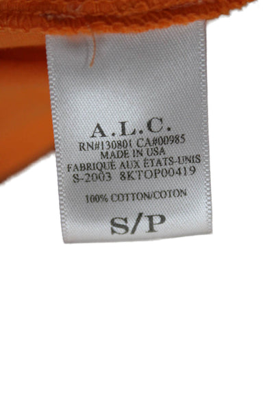 A.L.C. Women Cropped Orange Cotton Crewneck Short Sleeve T-Shirt Petite Size S