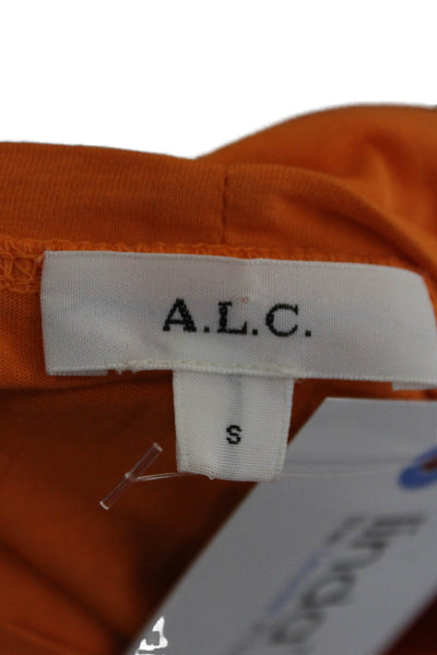 A.L.C. Women Cropped Orange Cotton Crewneck Short Sleeve T-Shirt Petite Size S