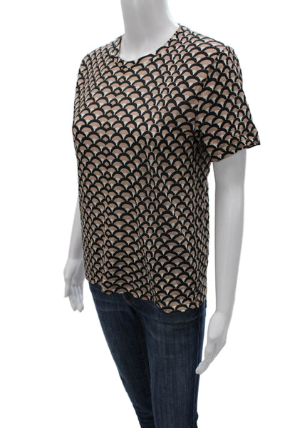 Cynthia Rowley Women Black Geometric Crewneck T-Shirt Short Sleeve Size S