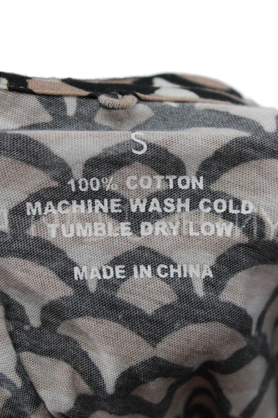 Cynthia Rowley Women Black Geometric Crewneck T-Shirt Short Sleeve Size S