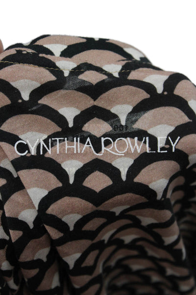Cynthia Rowley Women Black Geometric Crewneck T-Shirt Short Sleeve Size S