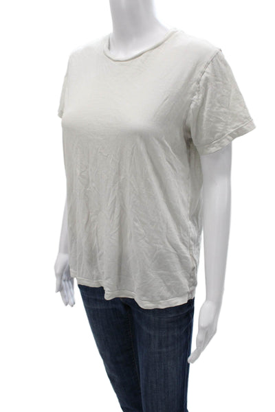 Agolde Women Basic T-Shirt Ivory Crew Neck Short Sleeve Cotton Size S