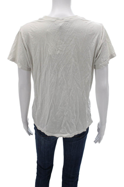 Agolde Women Basic T-Shirt Ivory Crew Neck Short Sleeve Cotton Size S