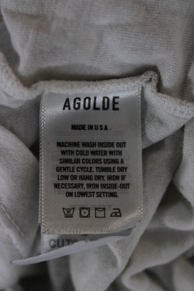Agolde Women Basic T-Shirt Ivory Crew Neck Short Sleeve Cotton Size S