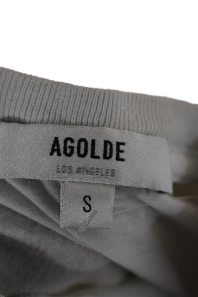 Agolde Women Basic T-Shirt Ivory Crew Neck Short Sleeve Cotton Size S