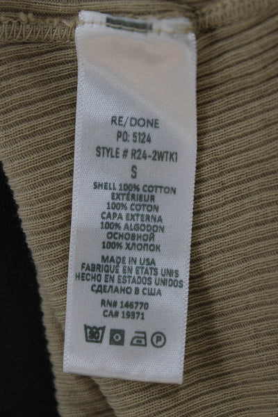 Re/Done Womens Basic Sleeveless Scoop Neck Beige Cotton Tank Size S