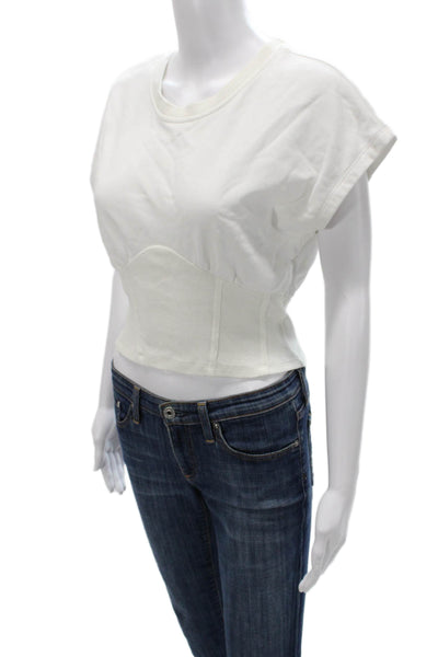Superdown Women Cropped T-Shirt White Polyester Round Neck Size S