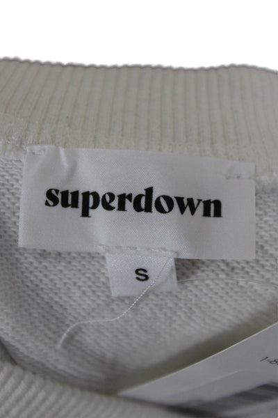 Superdown Women Cropped T-Shirt White Polyester Round Neck Size S