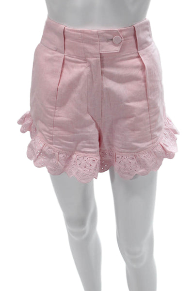 Something Navy Womens Pink Cotton Solid Button Front Shorts Size M