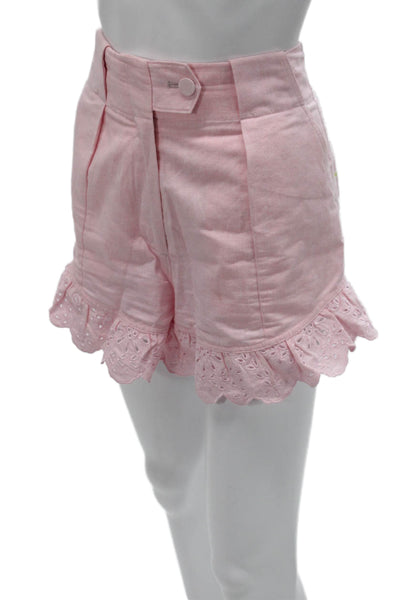 Something Navy Womens Pink Cotton Solid Button Front Shorts Size M