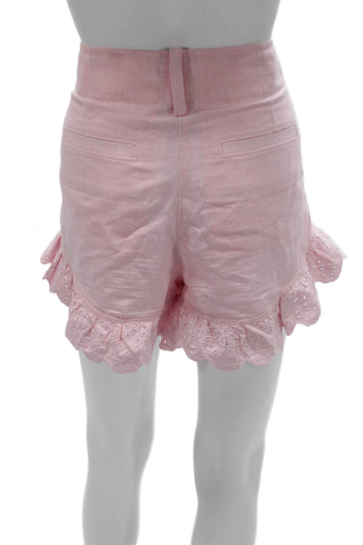 Something Navy Womens Pink Cotton Solid Button Front Shorts Size M