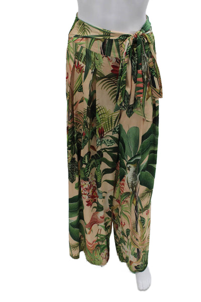 PatBO Women Dress Pants Floral Multicolor Tropical Zip Inseam 32 Size 0