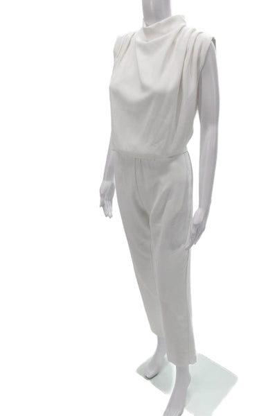 Amanda Uprichard Women Jumpsuit White Mock Neck Sleeveless Zip Polyester Size S