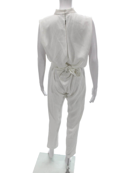 Amanda Uprichard Women Jumpsuit White Mock Neck Sleeveless Zip Polyester Size S