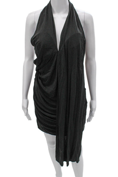 Cult Gaia Womens Mini Halter Dress Gray Viscose Zip Sleeveless Size 6