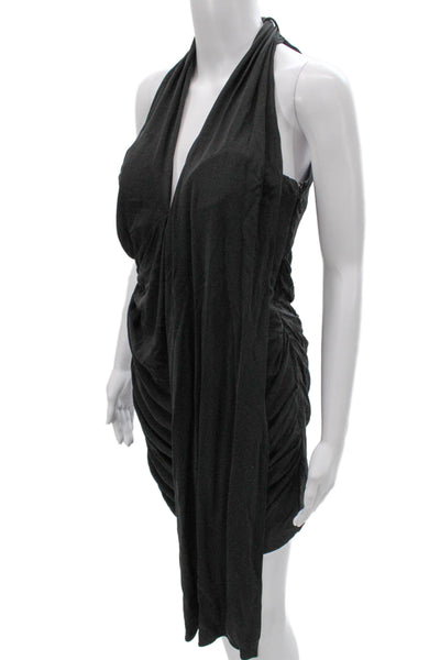 Cult Gaia Womens Mini Halter Dress Gray Viscose Zip Sleeveless Size 6