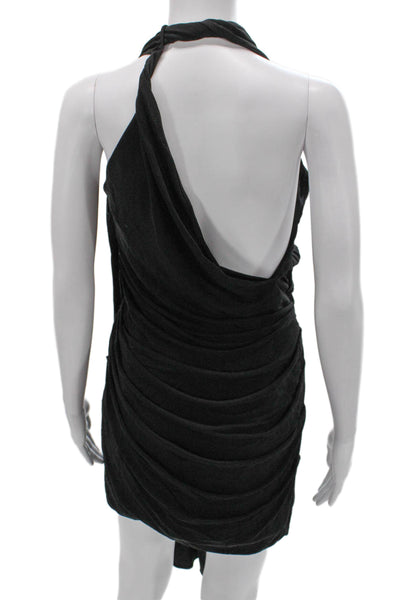 Cult Gaia Womens Mini Halter Dress Gray Viscose Zip Sleeveless Size 6