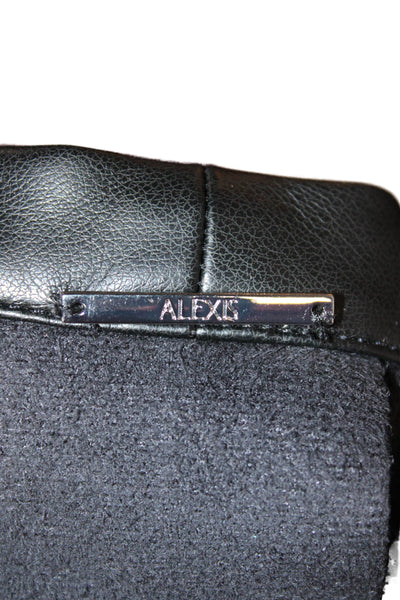 Alexis Womens Mini V-Neck Black Short Sleeve Dress Buckle Size S