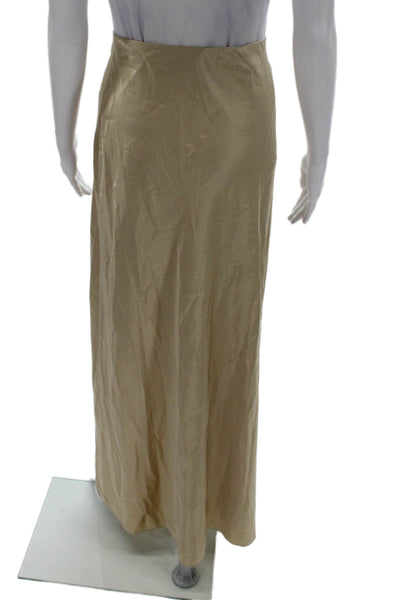 Cami Women Maxi Skirt Beige Silk Blend Button Long Petite Size S