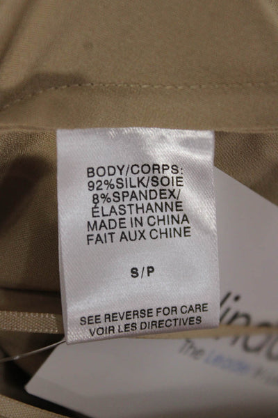 Cami Women Maxi Skirt Beige Silk Blend Button Long Petite Size S