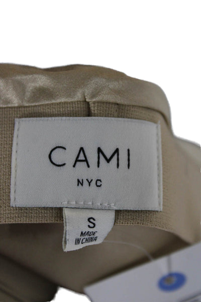 Cami Women Maxi Skirt Beige Silk Blend Button Long Petite Size S
