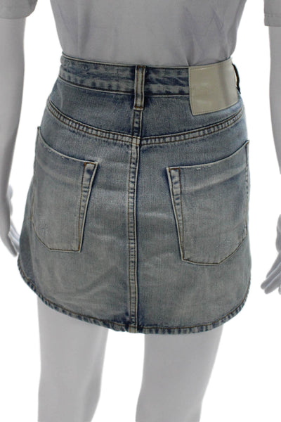 One Teaspoon Womens Mini Skirt Blue Cotton Short Button Size 27