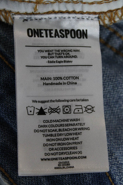 One Teaspoon Womens Mini Skirt Blue Cotton Short Button Size 27