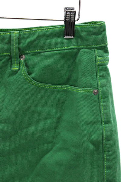 Good American Womens Cut-Off Green Cotton Shorts Size 8