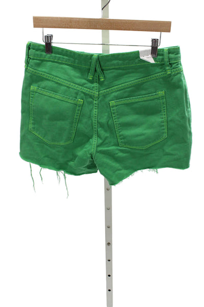 Good American Womens Cut-Off Green Cotton Shorts Size 8