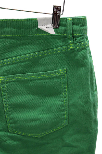 Good American Womens Cut-Off Green Cotton Shorts Size 8