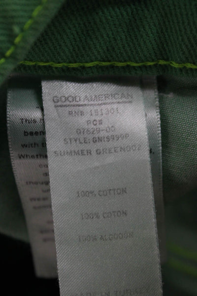 Good American Womens Cut-Off Green Cotton Shorts Size 8