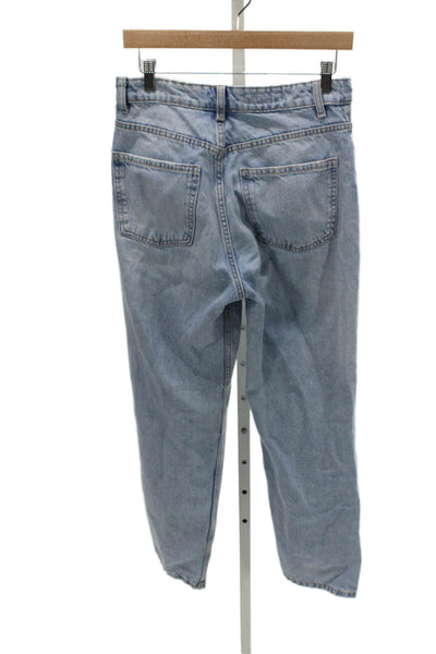 Zara Women Mom Jeans Blue Mid Rise 29in Inseam 100% Cotton Size 6