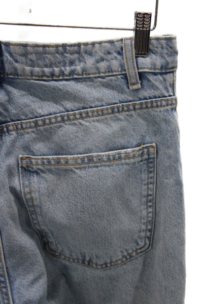 Zara Women Mom Jeans Blue Mid Rise 29in Inseam 100% Cotton Size 6