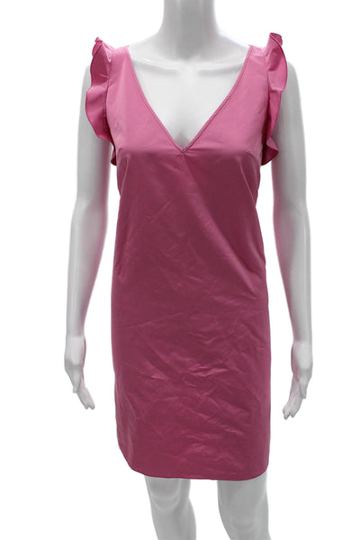 No. 21 Womens Pink V-Neck Sleeveless Shift Dress Knee Length Polyester Size 40