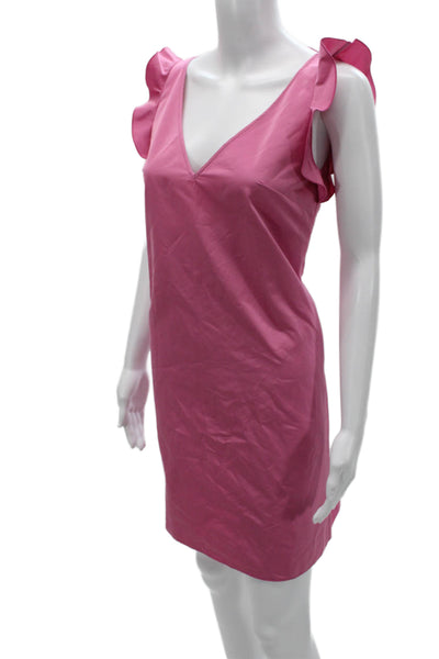 No. 21 Womens Pink V-Neck Sleeveless Shift Dress Knee Length Polyester Size 40