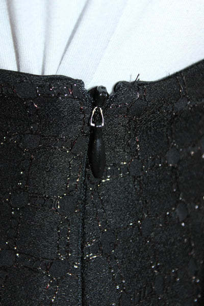 Carolina Herrera Womens Trumpet Skirt Black Check Zip Knee Length Size 8