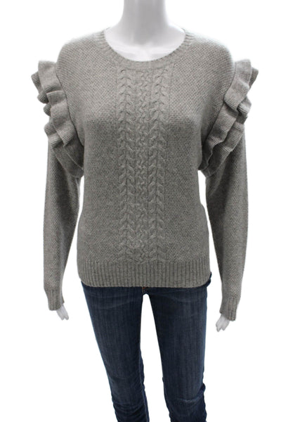 Chan Luu Womens Pullover Sweater Gray Wool Cashmere Crew Neck Size M
