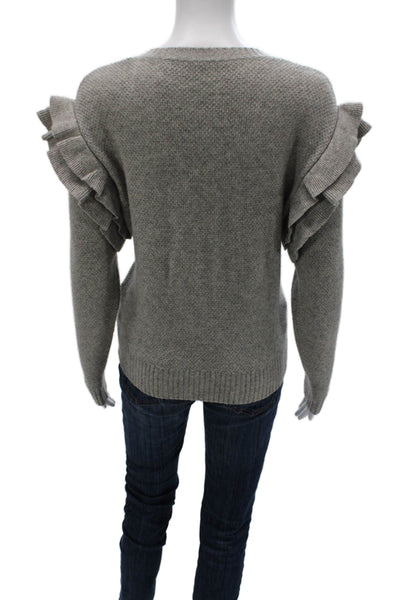 Chan Luu Womens Pullover Sweater Gray Wool Cashmere Crew Neck Size M