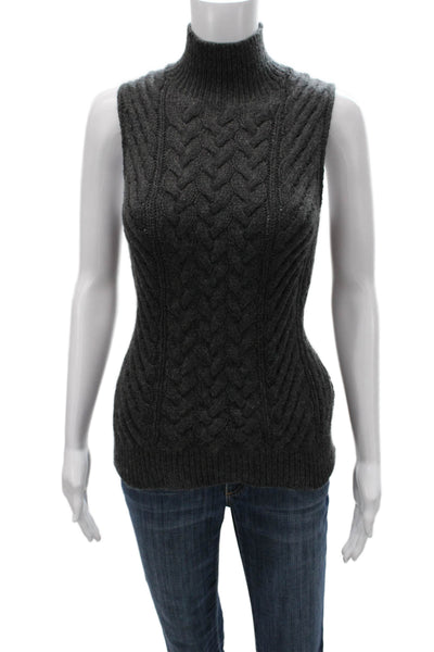 Forte Cashmere Womens Gray Turtleneck Cashmere Vest Size M
